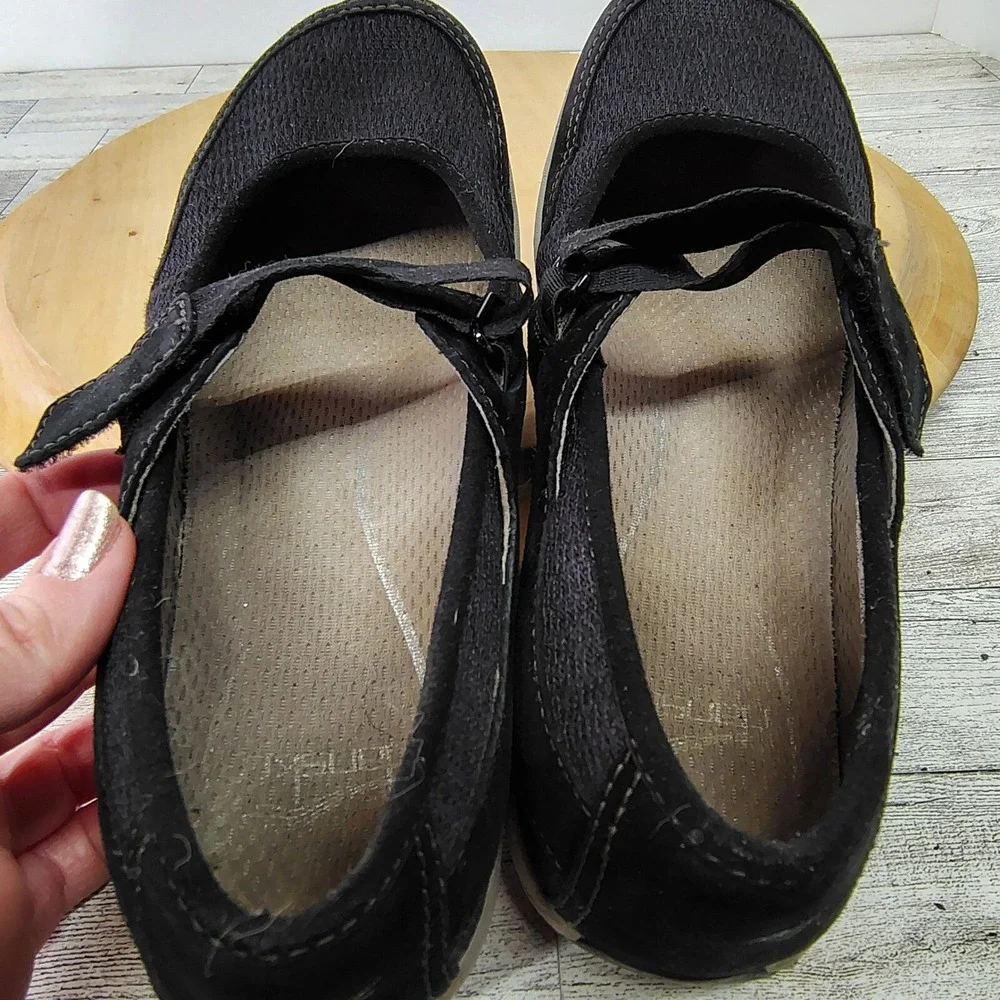 Comfortcore Mary Jane Shoes Black Leather Hook Strap Wedge Womens 7.5 Dansko - Picture 10 of 17
